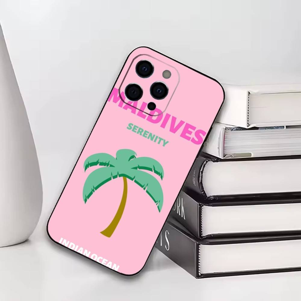 

Bali Ibiza Capri Bondi Palm Phone Case For iPhone17,16,15,14,13,12,11 Plus,Pro Soft Silicone Black Cover iPhone13PRO