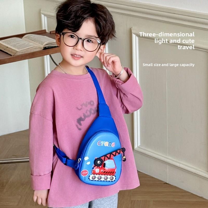 Engineering Cute Vehicle Pattern Shoulder Crossbody Chest Bag Kids Gift Outdoor