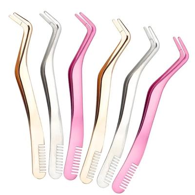 1Pc Eyelash Tweezers Comb Stainless Steel False Eyelash Aids Lash Tweezers Curler Lashes Extension Supplies Beauty Makeup Tools
