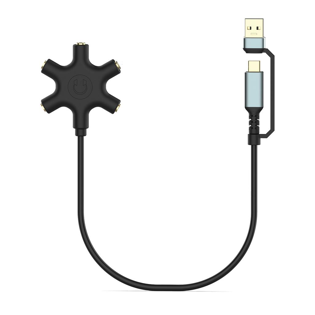 Type C/USB Splitter Adapter Cable Converters Cord Connection 5pcs 3.5mm Headphones or Simultaneously