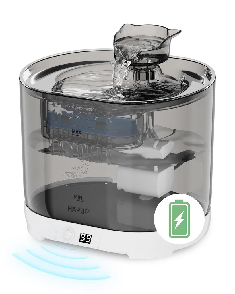 HAPUP Cordless Cat Water Quiet Automatic Water Dispenser with Circulating Motion Unlimited 5000mAh 2 Water Dispensing Multiple Smart and 3 Activated