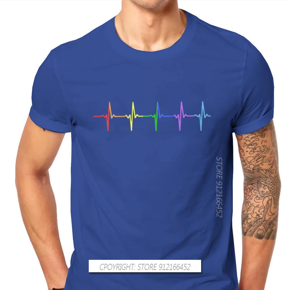 Rainbow Pulse Hearbeat Style TShirt LGBT Pride Month Lesbian Gay Bisexual Transgender Gift Clothes Basic T-Shirt Stuff