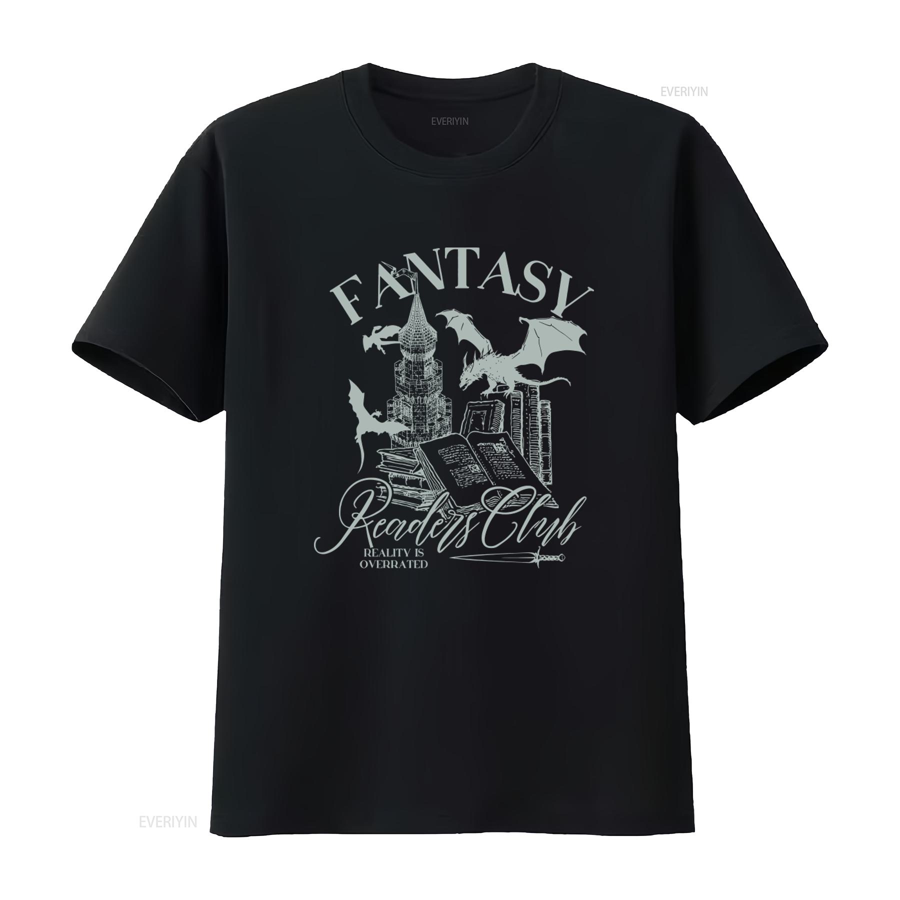 

Fantasy Readers Club T Shirt Bookish Whimsigoth Clothing with Dragon Fairycore Design Perfect for Romance Book Lovers vintage 4XL