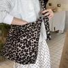 2025 New Fashion Korean Ins Style Lazy Leopard Print Women's Bag Single Shoulder Crossbody Large Capacity Versatile Tote Bag