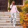 Women's Casual Round Neck Loose Fit Printed Sweatshirt and Sweatpants Set