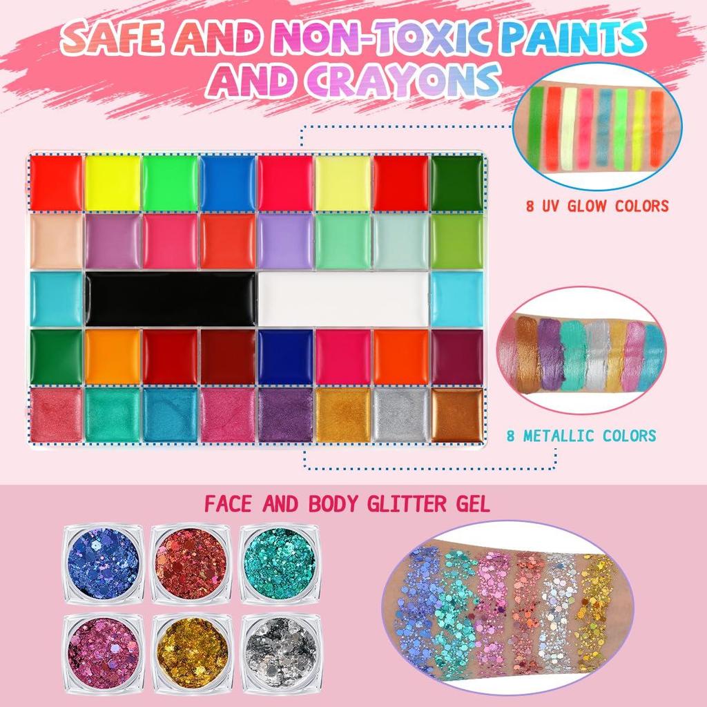 Set di Vernici per il Corpo Idrosolubili da 42 Colori per Pittura Facciale Festiva