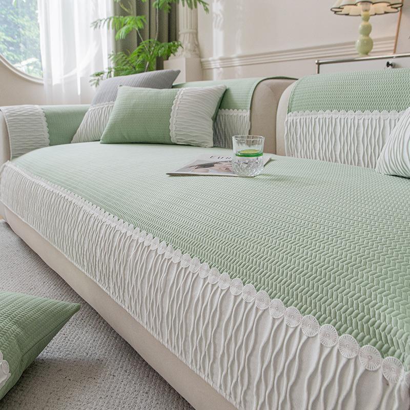 Summer French Cold Bean Sofa Cushion New Cool Feeling Ice Silk High Feeling Summer Non-slip Cover Cloth Towel
