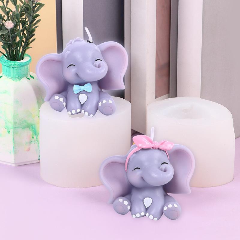 Cute 3D Elephant Silicone Candle Mold BPA Free Reusable DIY Animal Resin Mold for Party Ornament Home Decoration DIY