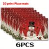 2/4/6pcs Red Snowman Winter Placemats Seasonal Christmas Holiday Table Mats, Suitable for Party Kitchen Restaurant Decoration, Holiday Dining Setup,