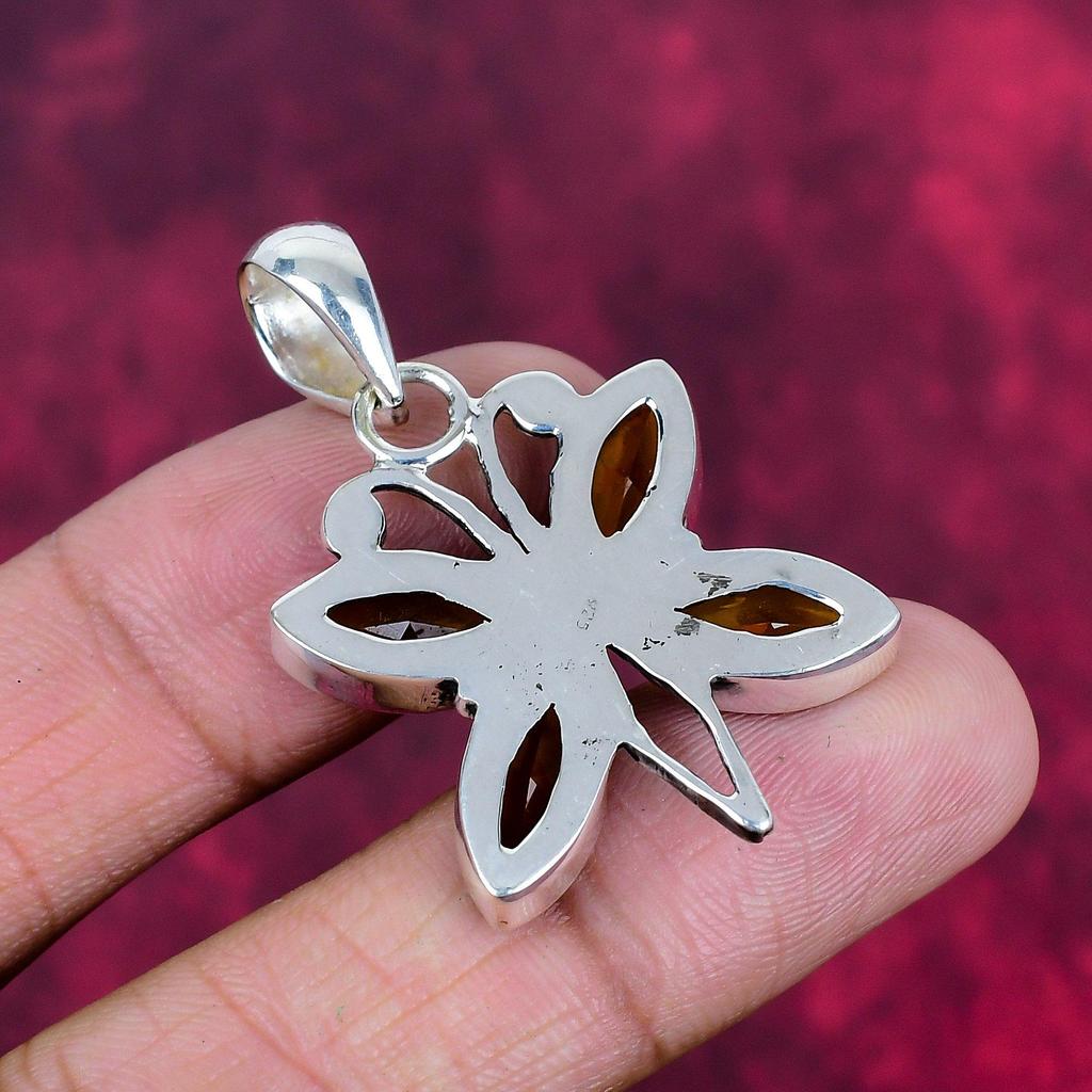 Citrine Pendant, 925 Solid Sterling Silver Gemstone Jewelry, Handmade Pendant, For Thanksgiving