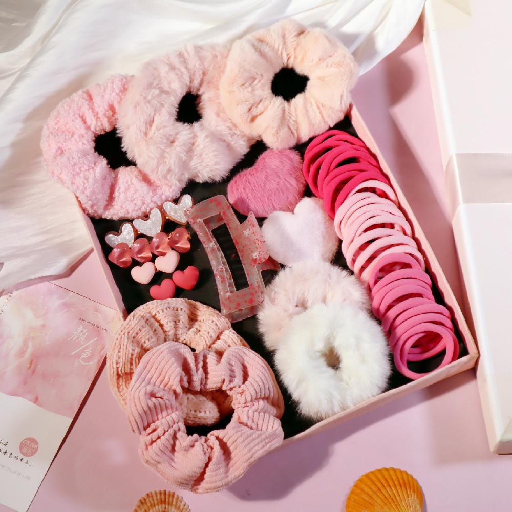 

Набор розовых аксессуаров для волос, резинки для волос для женщин, заколка для волос Love, розовая заколка для волос Splashing Ink на День святого Валентина