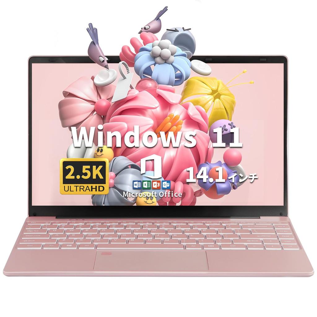 ESBOOK IPS LCD Intel Celeron 16GB DDR4L Narrow Bezel Hidden Windows 11 Pro MS Office Fingerprint Backlit PC Rose Laptop, 2.5K (2560x1440 Resolution),