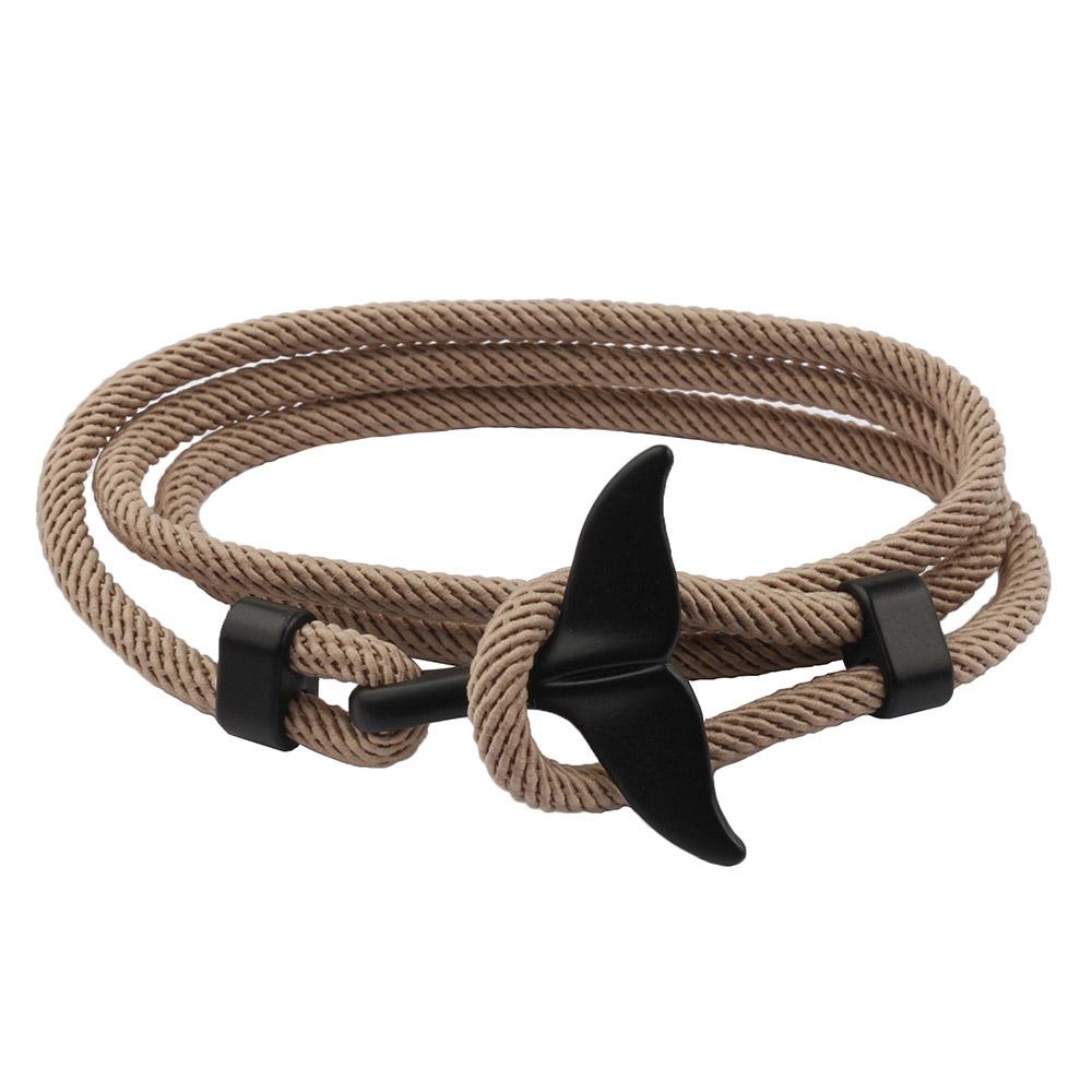 Adjustable Milan-Cord Rope Chain Wristband Whale Tail Wrap Bracelet for Men