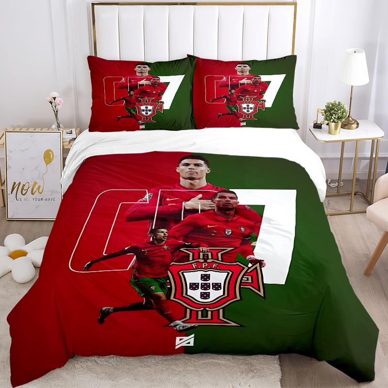 3Pcs Portugal'S Soccer Stars Shine Bedding Sets For All Sizes New 3D Printed Bed Cover Comforter Duvet Cover Pillowcase Bedroom Decoration