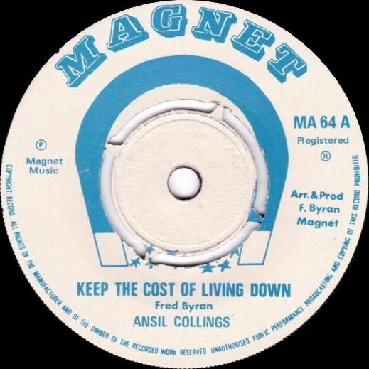 

7inch Record ANSEL COLLINS - Keep The Cost Of Living Down MA64 Magnet 1974 UK Reggae, Ska & Dub Used