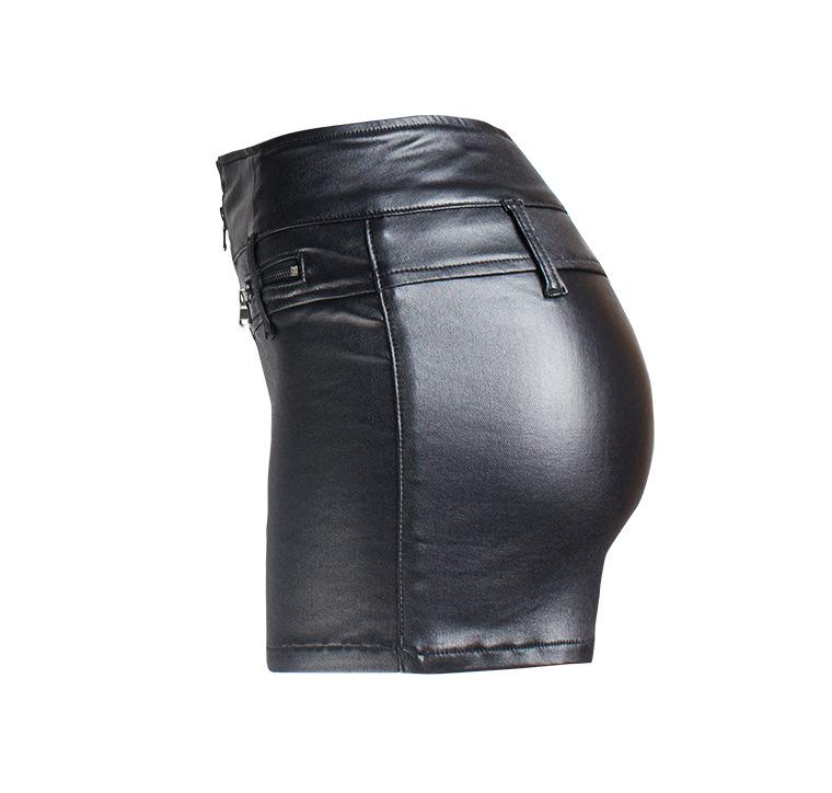 High Waist Elastic Leather Shorts - Slimming Hip Lifting Motorcycle Style Women's PU Pants