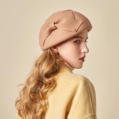 Hat Women'S Autumn And Winter Wool Stewardess Hat Beret British Vintage Versatile Top Hat Fashion Trend