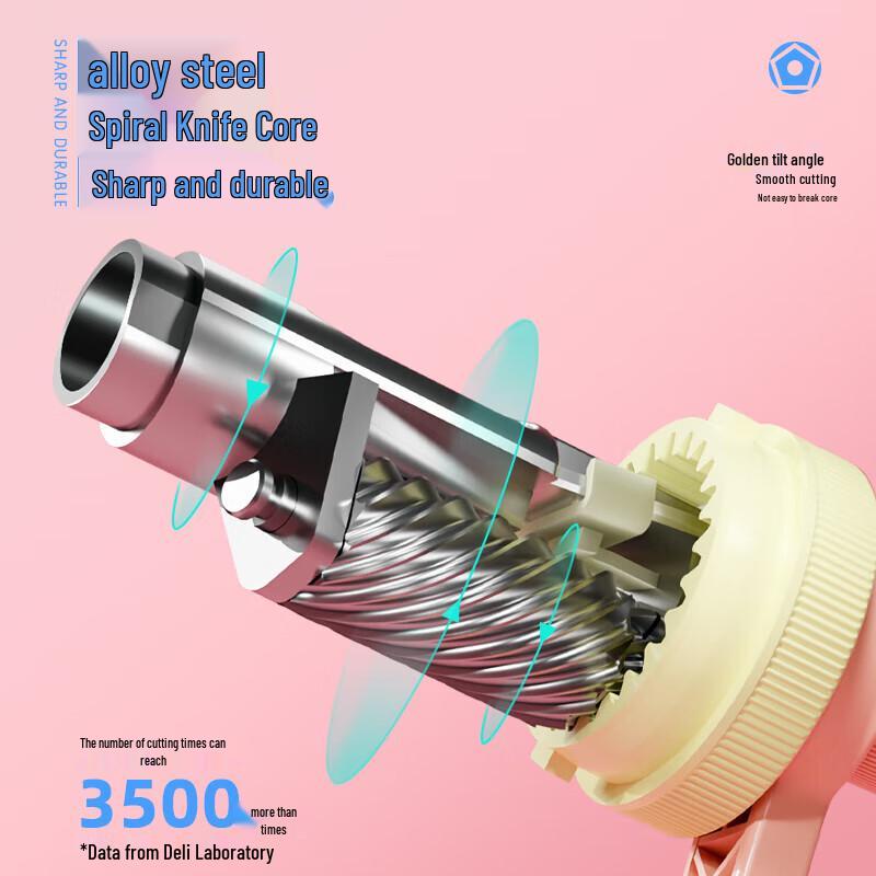 Deli Manual Pencil Sharpener with Auto-Feed and Adjustable Tip