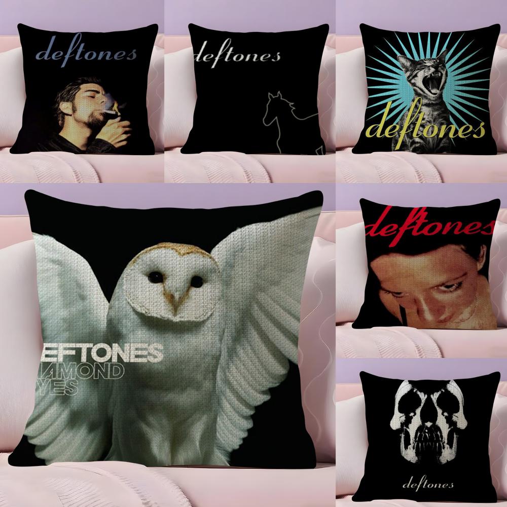 Band D-Deftones Cushion Cover Summer Coolness Linen Fabric Double-Sided Printing Pillow Case Sofa Home Decor Gift