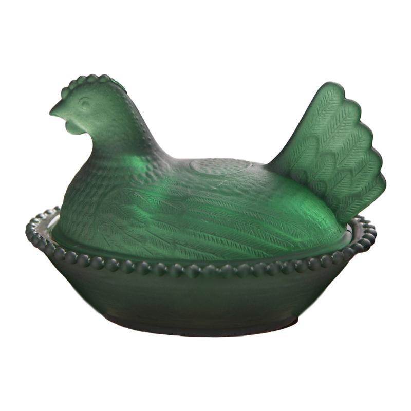 Henne im Nest Glasschale, Kristallgläser Bonboniere mit Deckel Hühnerförmige Hühner Obstschale Dessert Snacks Teller Retro Schale Glas