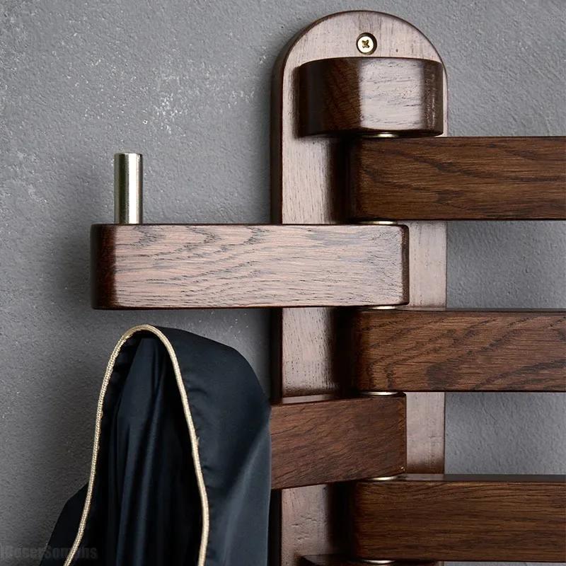 Wall Wood Coat Racks 5 Hooks Room Entrance Foldable Wall Mounted Clothes Racks Wardrobe Living Room Cabinets Hanging Accessories