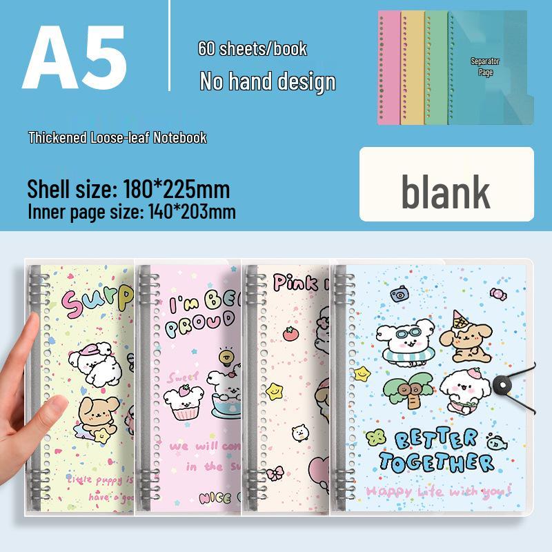 

Line Dog A5 Thick English Loose-Leaf Notebook with Detachable Pages for Junior and High School