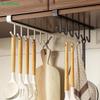 Under Cabinet Mug Rack,6 Hooks Hanging Coffee Cup Holder for Kitchen Cabinets (Black & White)