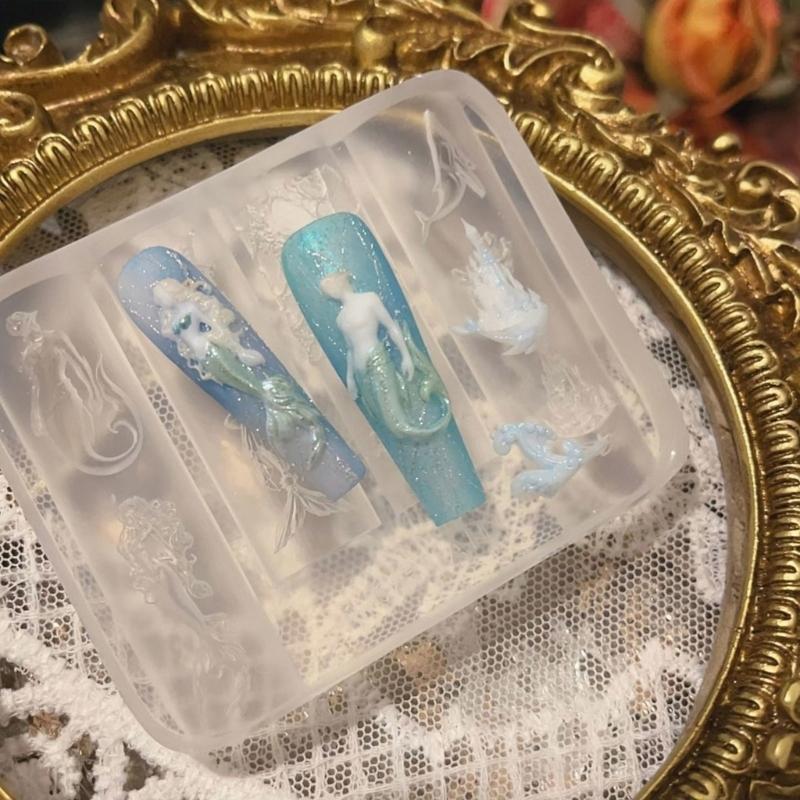 Nail Art Silicone Mold Mermaids Series Manicure Training Tool Professional Manicure Supplies Perfect for Various Occasion