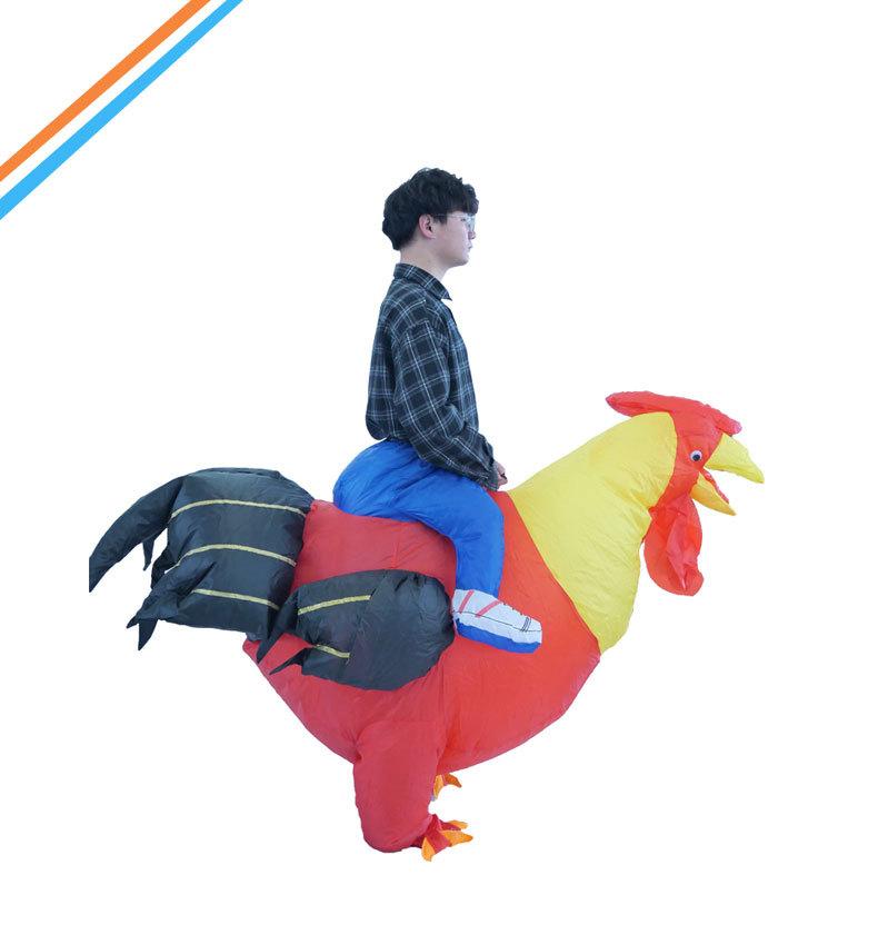 Cqqa Unisex Red Popular Cartoon Costume Performance Walking Mascot Atmosphere Props Direct Sale Big Rooster Inflatable Clothing Cm