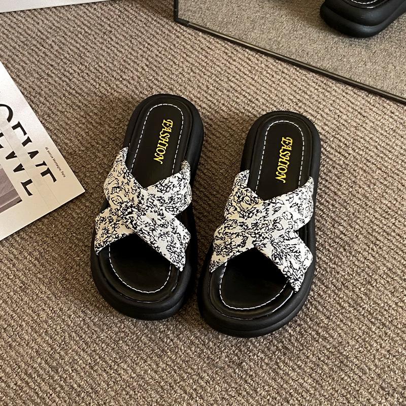 

Slippers outer wear summer women s new platform sandals pregnant women fashion versatile high sense one word 40 бежевый