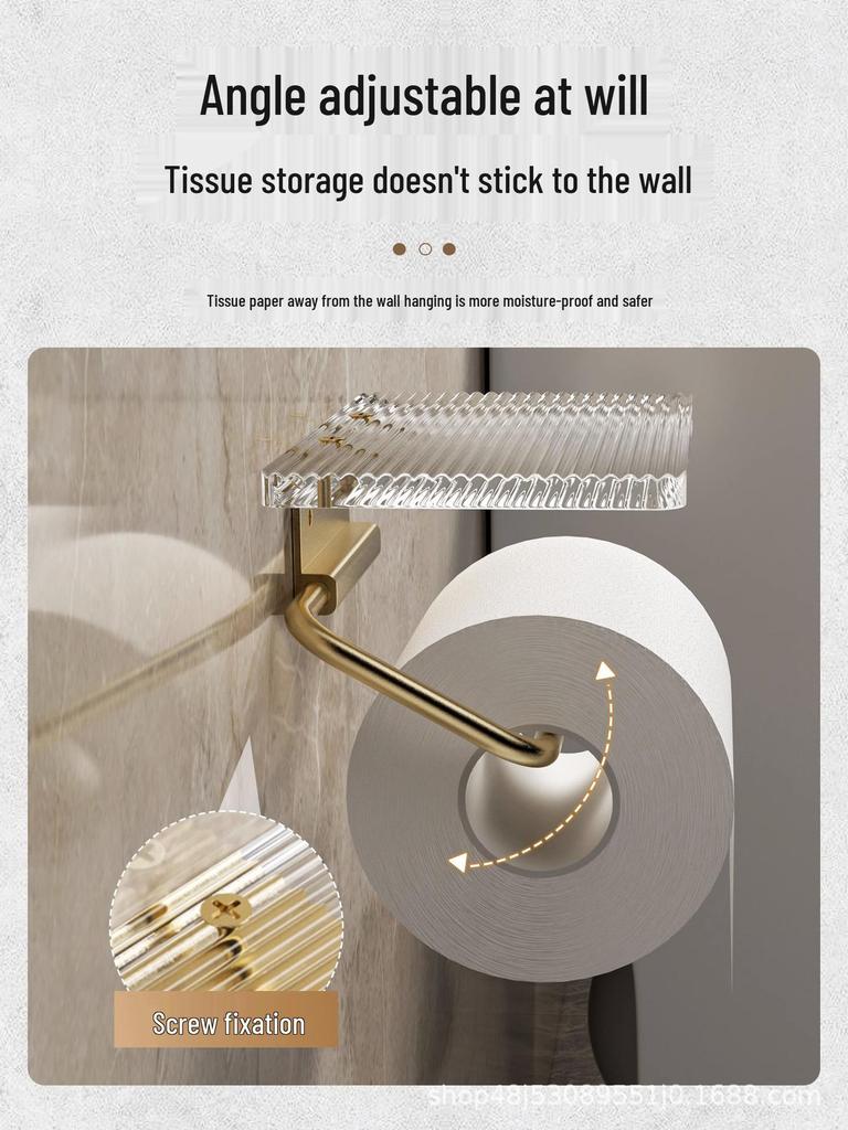 Acrylic Tissue Holder: Punch-Free Wall-Mounted Bathroom Paper Dispenser