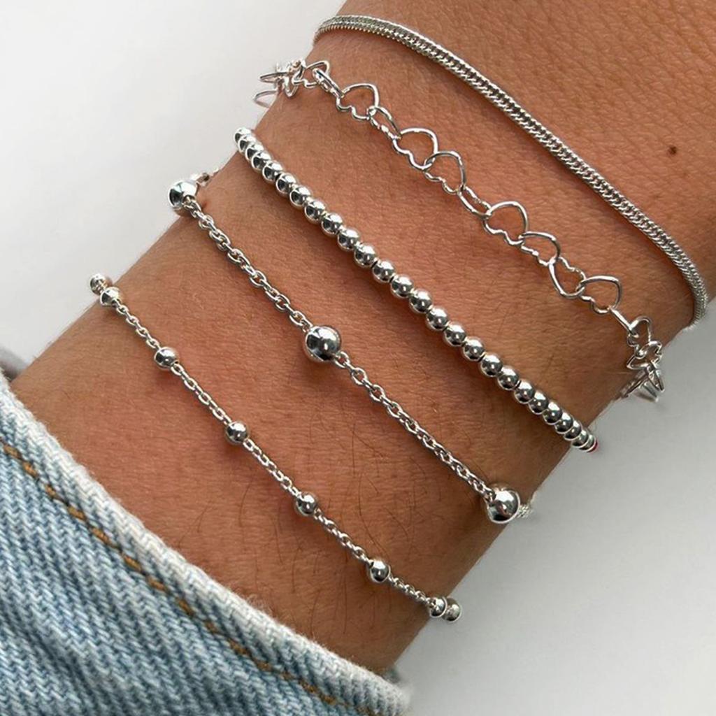 Ensemble de bracelets multi-éléments élégants et polyvalents, bracelet vintage incrusté de diamants, bague réglable découpée bohème