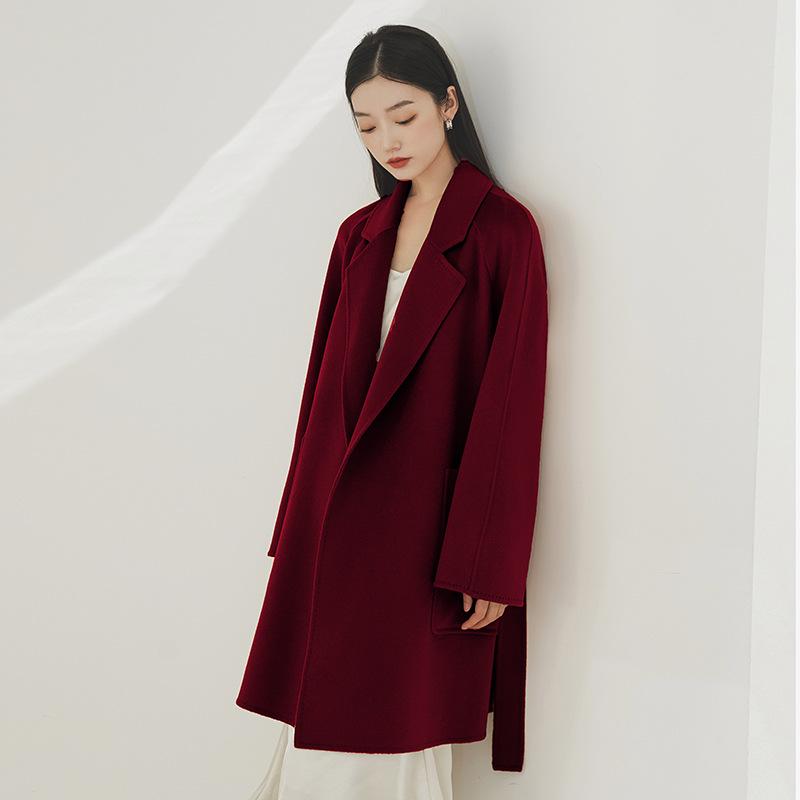 100% Pure Cashmere Double-Sided Women's Petite Woolen Overcoat