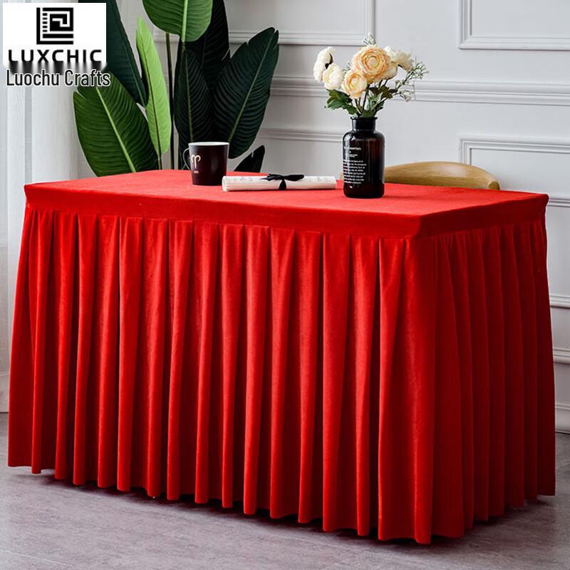 Luxchic Solid Red Velvet Conference Table Cover