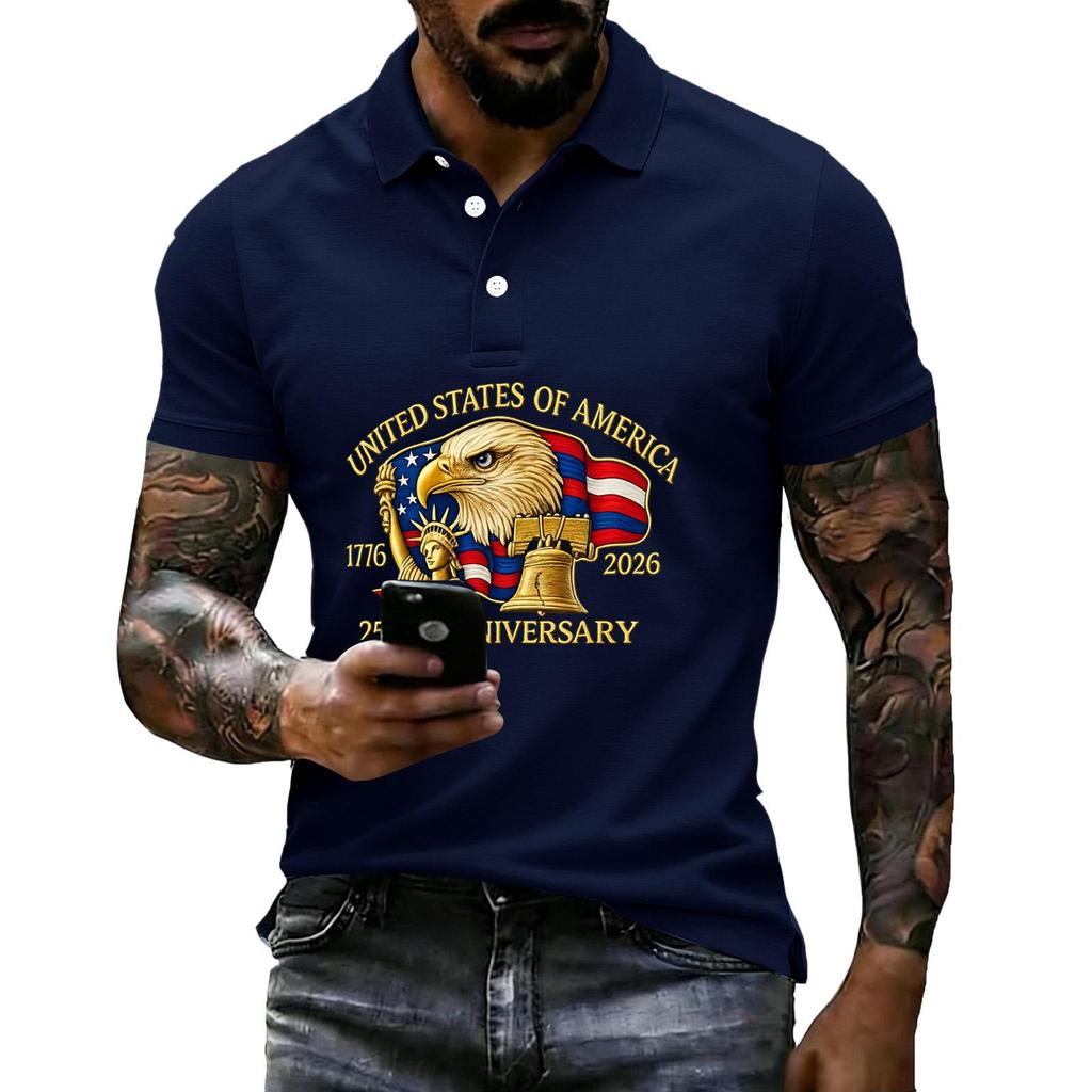 Men's Loose And Casual Flag-print T-shirt, Short Sleeve Shirt