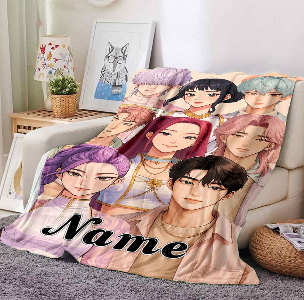 Custom Name Fantasy World Flannel Blanket Throw Blanket Soft Warm Sofa Bed Home Decor Unique Gift