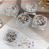 100PCS Sparkle Glitter Colorful Mini Nail Crystal Diamonds Round Flat Bottom Nail Art Rhinestones Decoration Manicure Charms