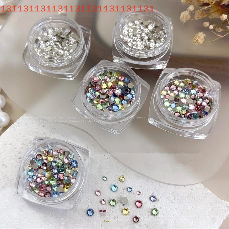 100PCS Sparkle Glitter Colorful Mini Nail Crystal Diamonds Round Flat Bottom Nail Art Rhinestones Decoration Manicure Charms