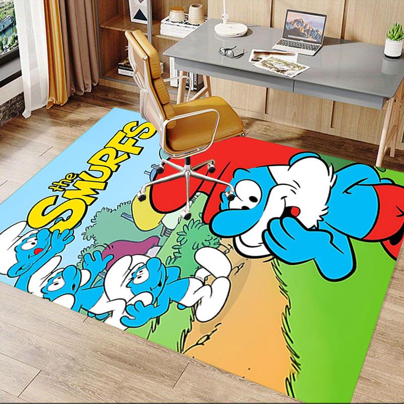1pc Moonlit Smurf Romance Carpet for Playroom Bedroom Living Room Sofa Home Decor,kids Game Area Rug Non-slip Floor Mat Y723105