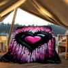1pc Heartbeat Artwork Outdoor Flannel Blanket Soft All Season Polyester Throw , Perfect for Picnics & Travel , Picnic Accessory