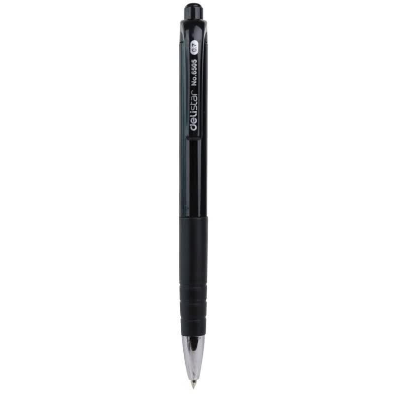 Deli 6505 Retractable Ballpoint Pens, 0.7mm Blue Ink, 12-Pack