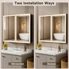 16X24 Inches Framed Medicine Cabinet with Lights, Bathroom Medicine Cabinet with 3-Color/Dimmable, Anti-Fog, Plug-in and Hardwi