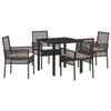VidaXL Ensemble repas jardin 5 pièces avec coussins Marron Poly Rattan 3379871
