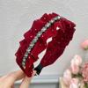 2Pcs 2026 New Korean Starry Velvet Pleated Headband Women High End Diamond Bar Hair Headband Sweet Velvet Headband