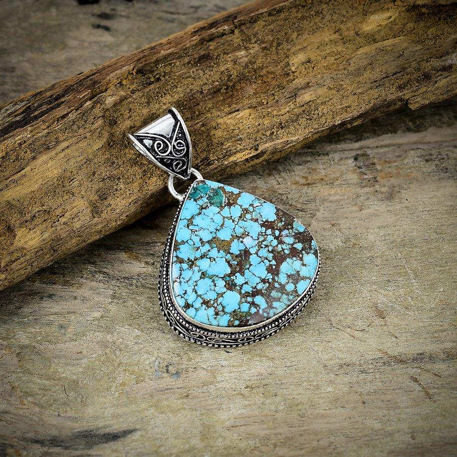 

Tibetan Turquoise Gemstone 925 Sterling Silver Jewelry Pendant 1.97 M-31