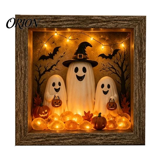 Festive Party Supplies Halloween Lighted Frame Ornaments, Light Up Shadow Box, Warm Cute Decor Atmosphere LED Lights for Home Living Room Bedroom
