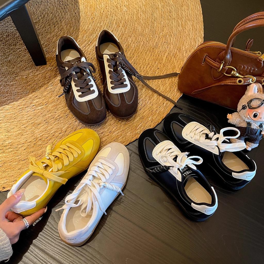 Retro Color Matching German Training Shoes Women's 2025 Huge Good-looking Inner Height Increase Leather Platform Casual Sports Shoes Forrest Gump Sh