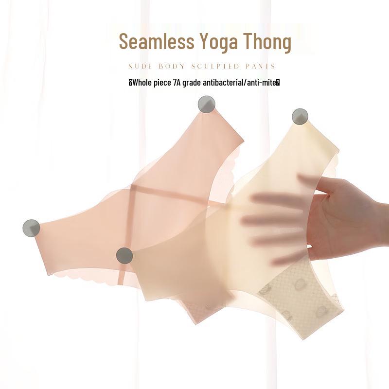 Langsha Women's Ice Silk Seamless Thong Underwear (4-Pack)