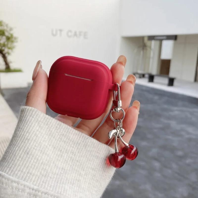 3D Heart Cherry Earphone Case for Airpods 4 3 1or2 Cover Silicone Headphone Coque for AirPods Pro 2 and Pro Cases with