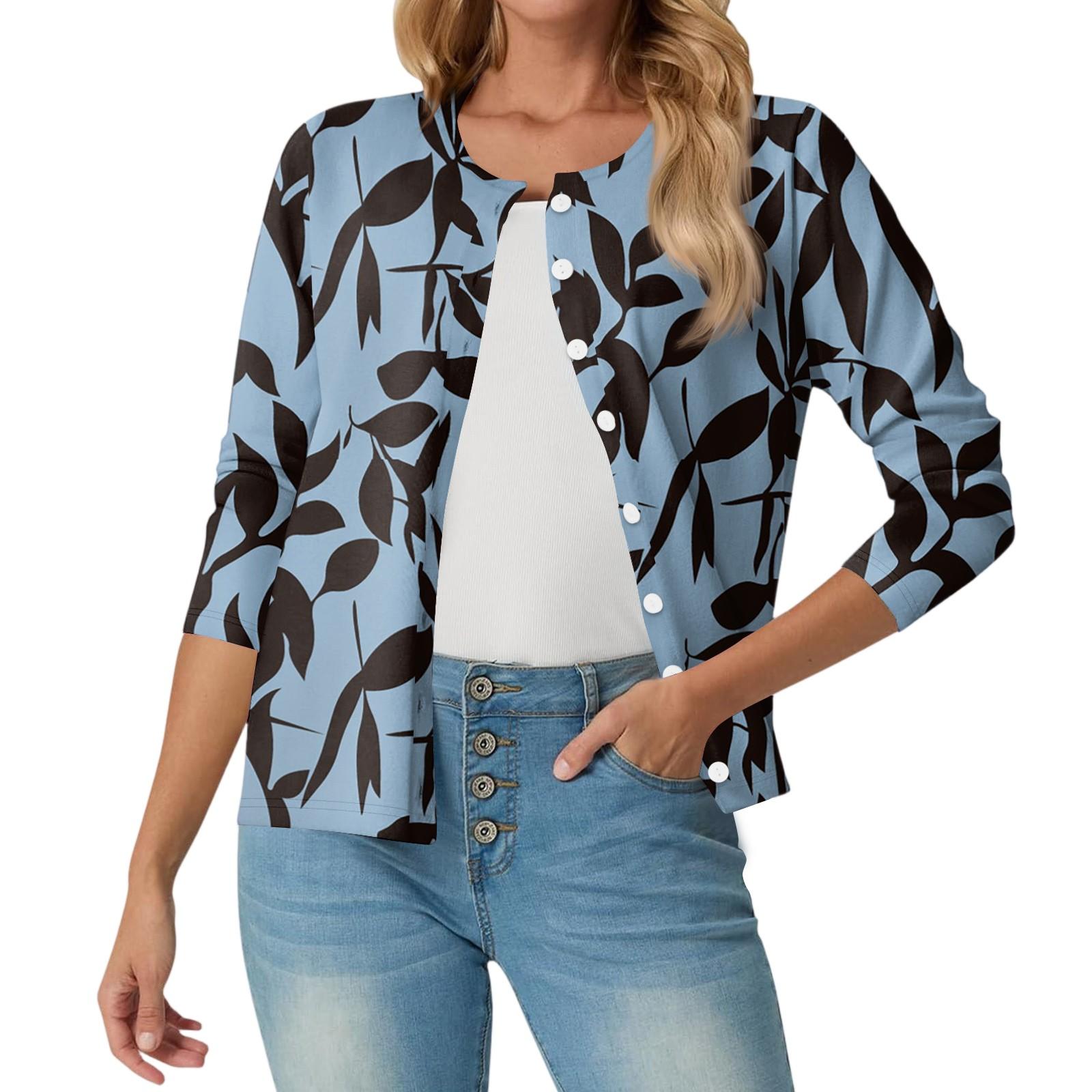 

Женский модный, повседневный, удобный кардиган с цветочным принтом XL